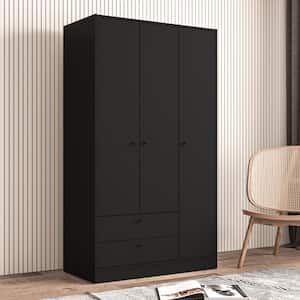 Denmark 36 in. Black Bedroom Armoire with 3-Doors and 2-Drawers