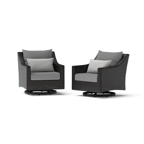 RST BRANDS Deco Wicker Motion Outdoor Lounge Chair with Sunbrella Charcoal Gray Cushions (2-Pack)