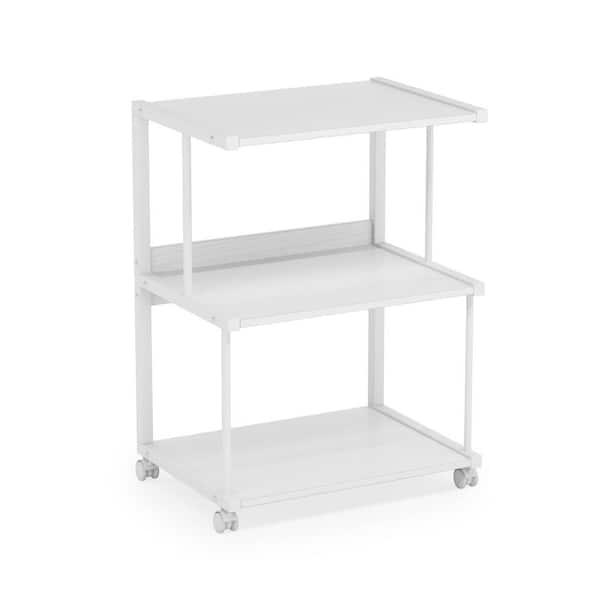 Tribesigns Patrick White Mobile Printer Stand with 3-Tier Storage Shelf