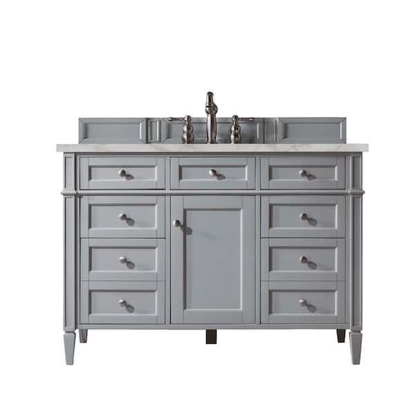 James Martin Vanities Brittany 48.0 in. W x 23.5 in. D x 34.0 in. H Bathroom Vanity in Urban Gray with Victorian Silver Silestone Quartz Top