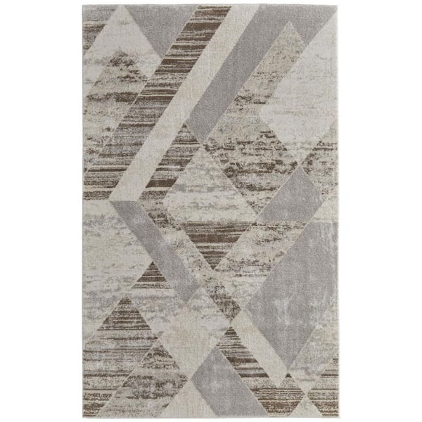 9 ft. x 12 ft. Ivory, Gray, Brown Abstract Area Rug