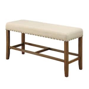 Sania II Rustic Style Counter Height Bench in Natural Tone Finish