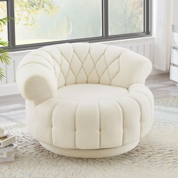 Chenille Round 360° Swivel Accent Arm...