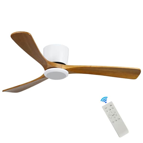 42 in. Indoor White 3 Solid Wood Ceiling Fan with Reversible DC Motor and Remote Control