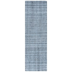 Abstract Blue/Black 2 ft. x 8 ft. Striped Distressed Runner Rug