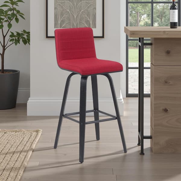 Vienna 30 in. Bar Height Red Upholstered Swivel Barstool