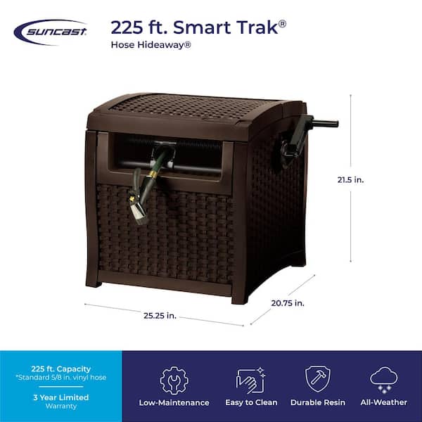 Suncast 225 ft. Smart Track Outdoor Patio Garden Hose Reel Hideaway Storage