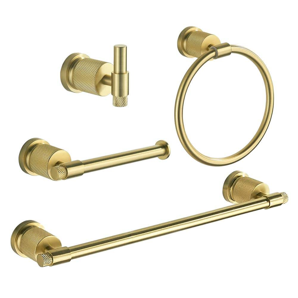 FORIOUS Bathroom Accessories Set 4, Towel Ring, Towel Bar, Toilet Paper ...