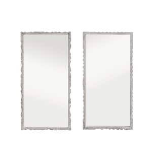 24 in. W x 48 in. H Wood Framed Distressed Whitewashed Wall Decorative Mirror