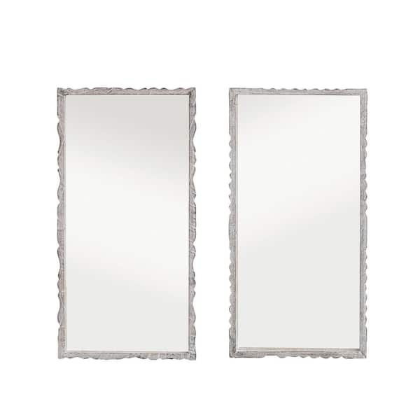 Storied Home 24 in. W x 48 in. H Wood Framed Distressed Whitewashed Wall Decorative Mirror