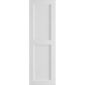 12 in. x 25 in. PVC True Fit Two Equal Flat Panel Shutters Pair in White