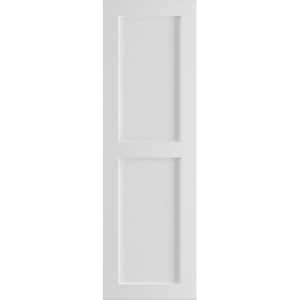 12 in. x 61 in. True Fit PVC 2 Equal Flat Panel Shutters Pair in White