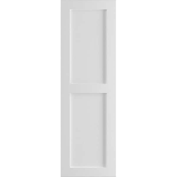 Ekena Millwork 15 in. x 36 in. PVC True Fit Two Equal Flat Panel Shutters Pair in White
