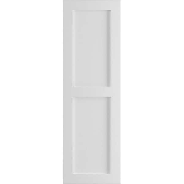 Ekena Millwork 15 in. x 75 in. PVC True Fit Two Equal Flat Panel Shutters Pair in White