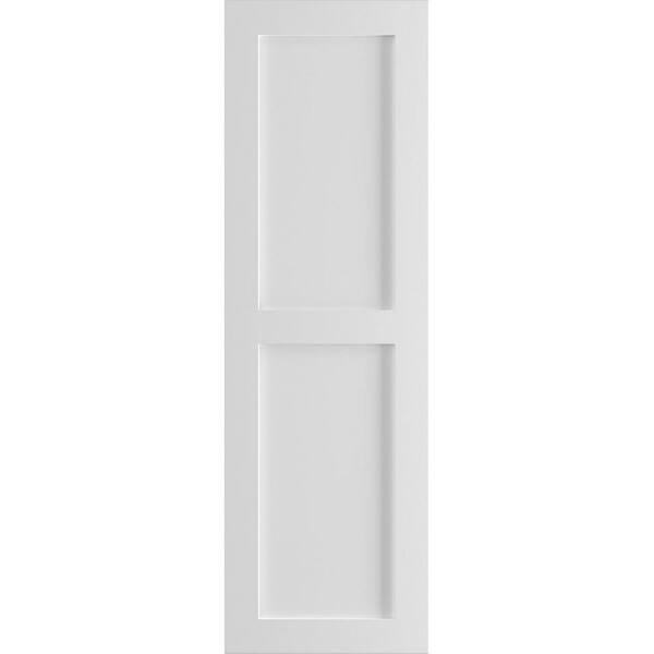 Ekena Millwork 18 in. x 61 in. PVC True Fit Two Equal Flat Panel Shutters Pair in White