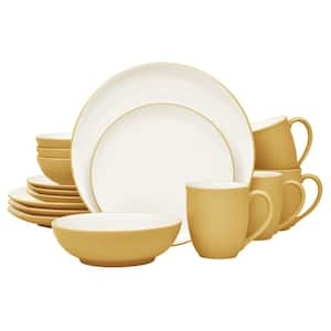 Colorwave Mustard 16-Piece Coupe (Yellow) Stoneware Dinnerware Set, Service For 4