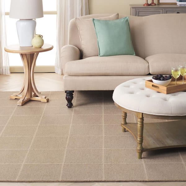 Martha Stewart Natural/Beige 4 ft. x 6 ft. Thin Squared Area Rug