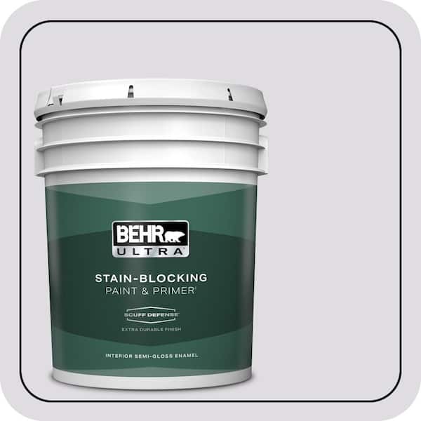 BEHR ULTRA 5 gal. #N100-1 Enigma Extra Durable Semi-Gloss Enamel Interior Paint & Primer