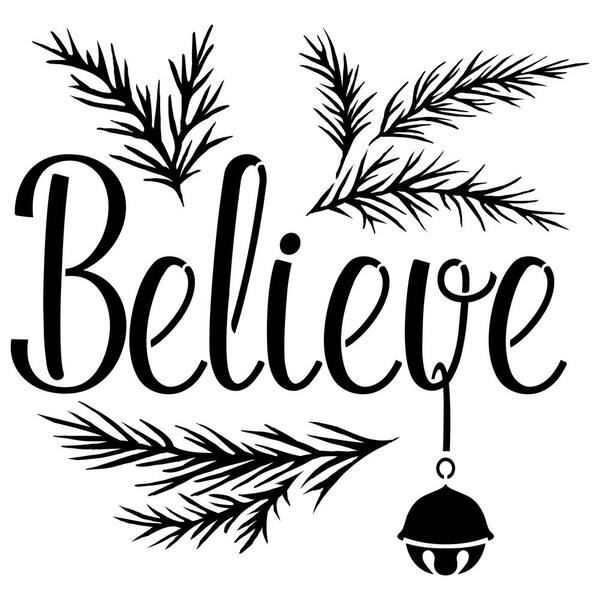Designer Stencils "Believe" with a Jingle Bell Sign Stencil