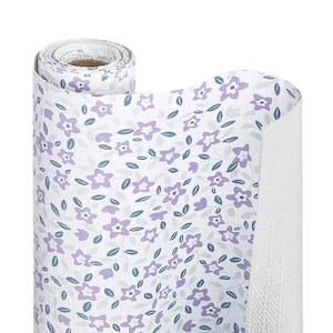 Bonded Lavender Wildflower 12 in. D x 120 in L Floral Non-Slip, Drawer and Shelf Liners (1-Pack)