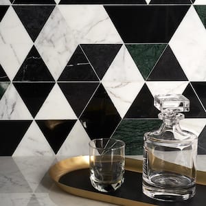 Prisma Dark Green 7.75 in. x 13.5 in. Polished Marble Floor and Wall Tile (0.73 sq. ft./Each)