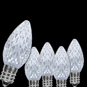 OptiCore C7 LED Cool White Faceted Christmas Light Bulbs (25-Pack)