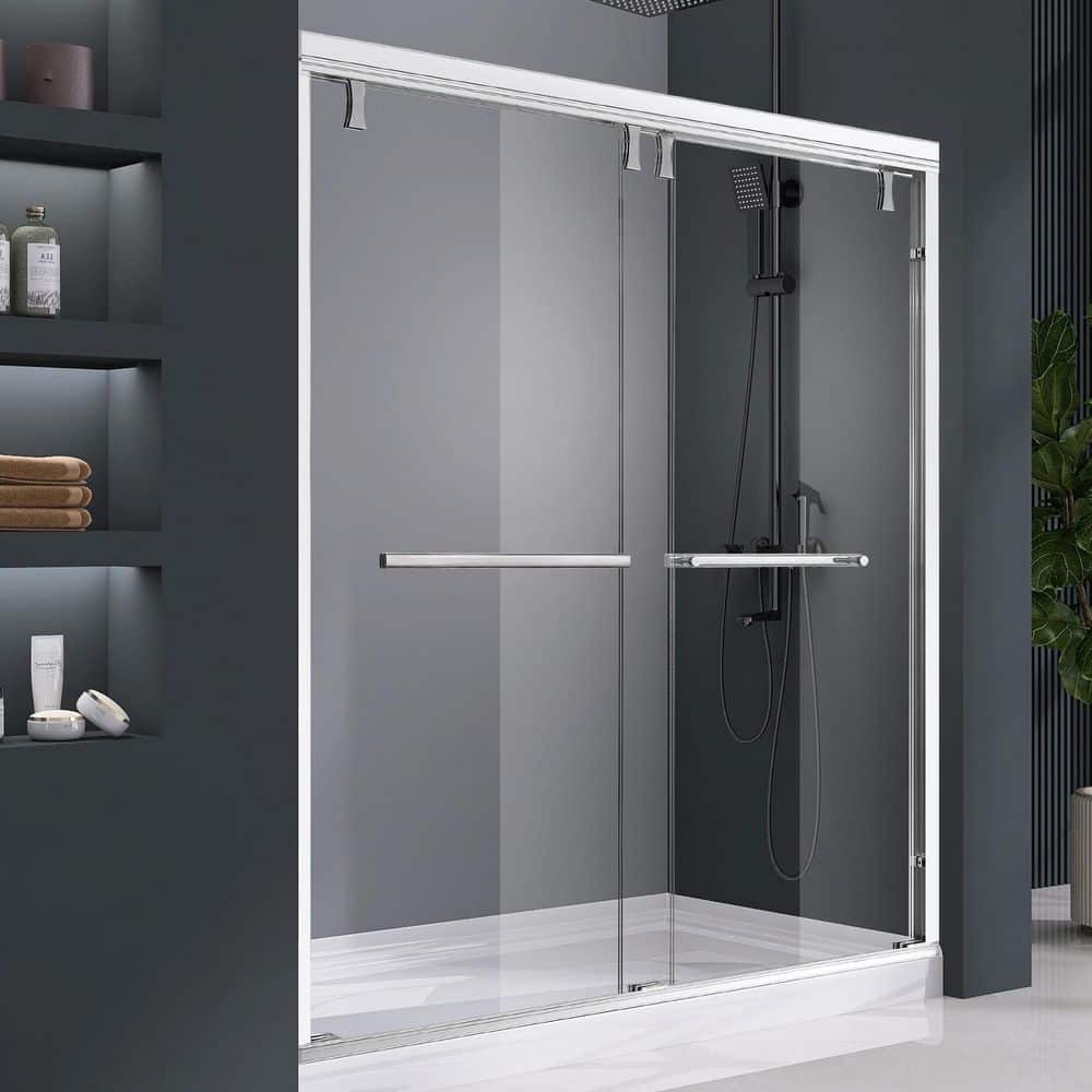 Zeafive 56 to 60 in. W x 76 in. H Double Sliding Frameless Shower