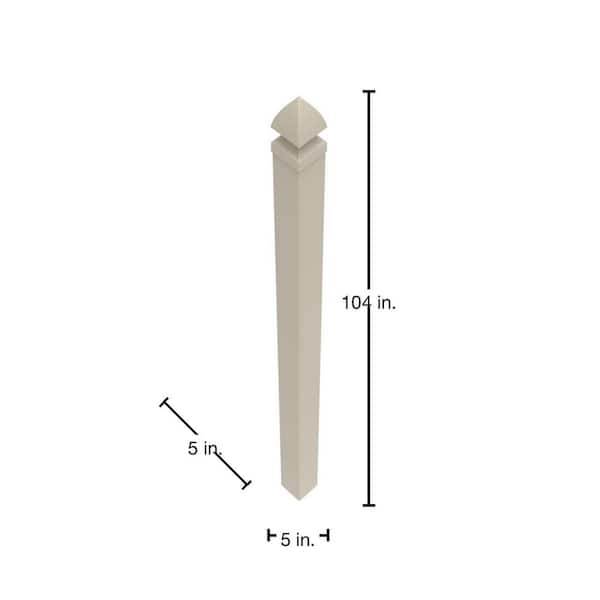 Barrette Outdoor Living Windham 5 in. x 5 in. x 104 in. Clay Vinyl Fence Post with hardware