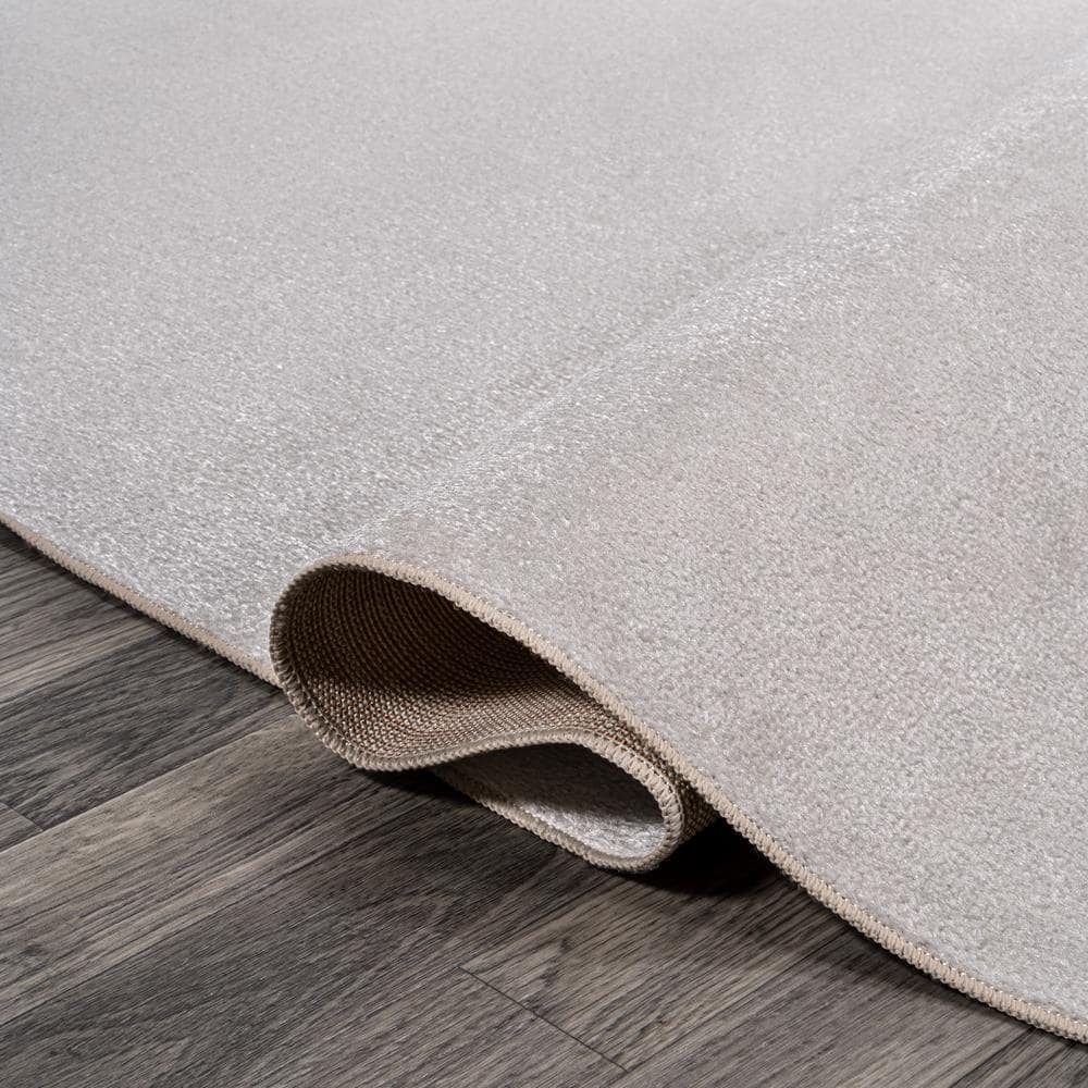 Light Gray 8' x 10' Solid Synthetic Washable Area Rug