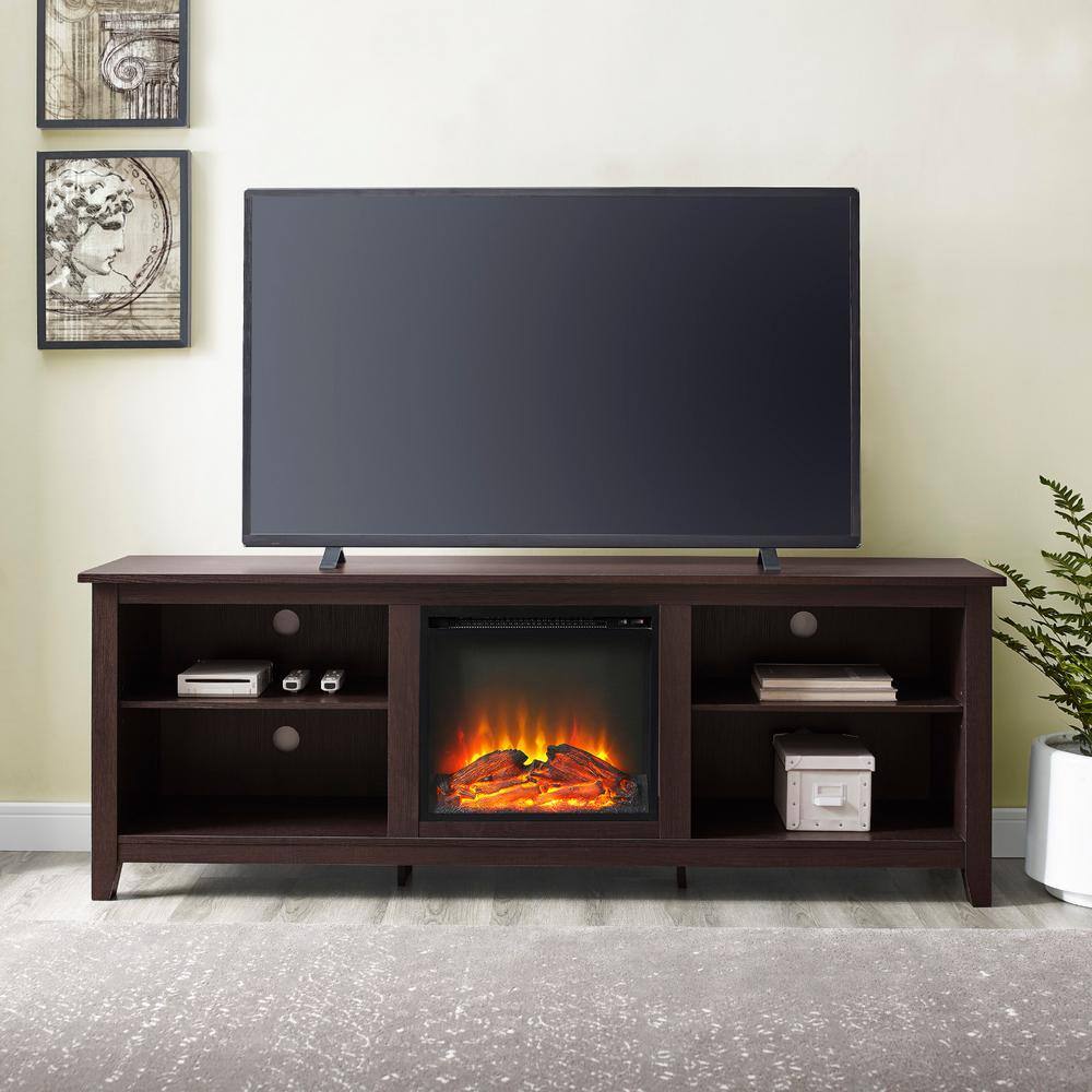 Espresso 70" MDF Fireplace TV Stand with Storage