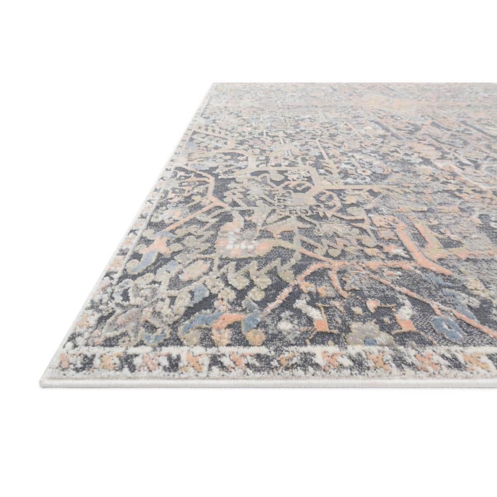Elegant Charcoal Rectangular Synthetic Area Rug, 7'9" x 10'6"
