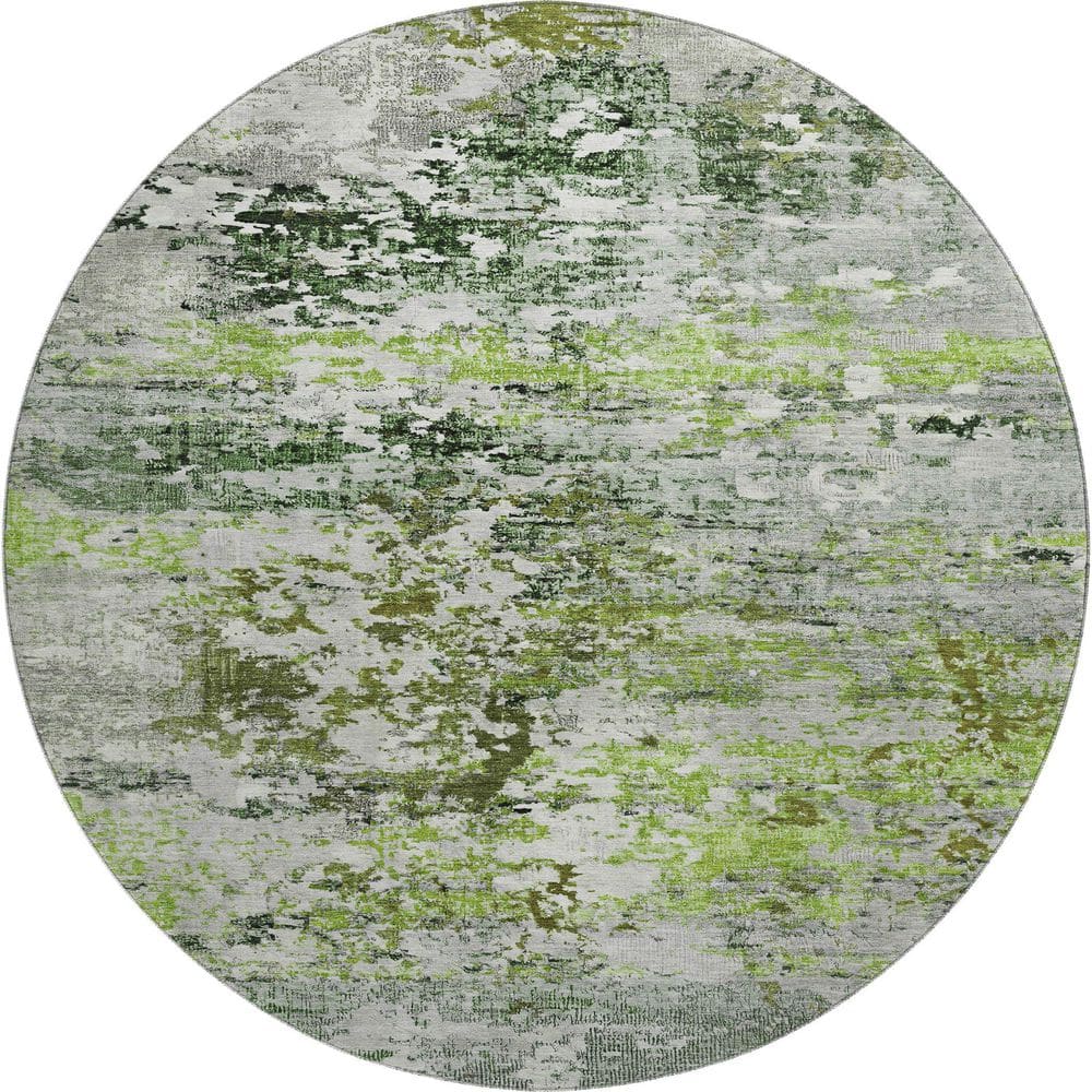 Mayfield Premium Machine Washable Abstract AMF1830 Aloe 8 ft. x 8 ft. Round Rug price history on PriceWatchPro