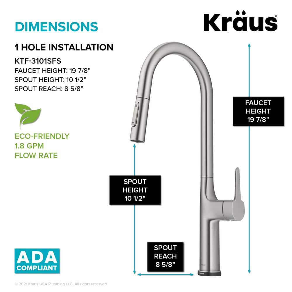 Elegant Oletto 19.88" Stainless Steel Touch-Control Kitchen Faucet