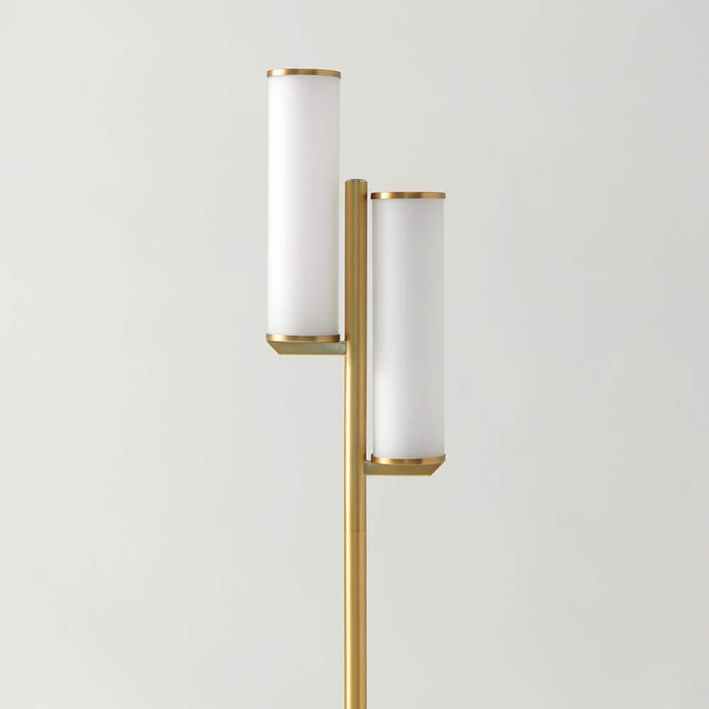 Gemini 64" Brass Mid-Century Modern 3-Way Dimming LED Floor Lamp