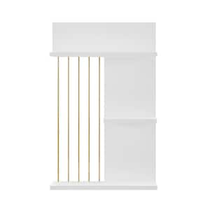 Seville 15.8 in. x 5.7 in. X 24.6 in. Dynamic Utility Ledge Decorative Wall Shelf - White/Gold