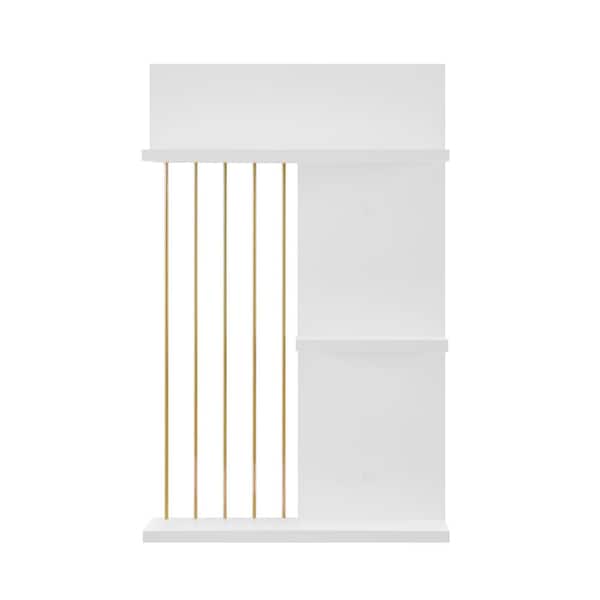 DANYA B Seville 15.8 in. x 5.7 in. X 24.6 in. Dynamic Utility Ledge Decorative Wall Shelf - White/Gold