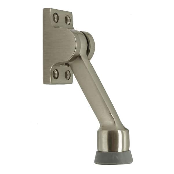 idh by St. Simons 4-1/2 in. Solid Brass Square Kick Down Door Stop in Satin Nickel