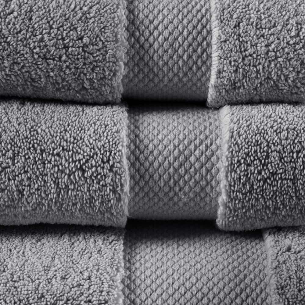 Oversized Charcoal Cotton and Microfiber Hand Towel Set