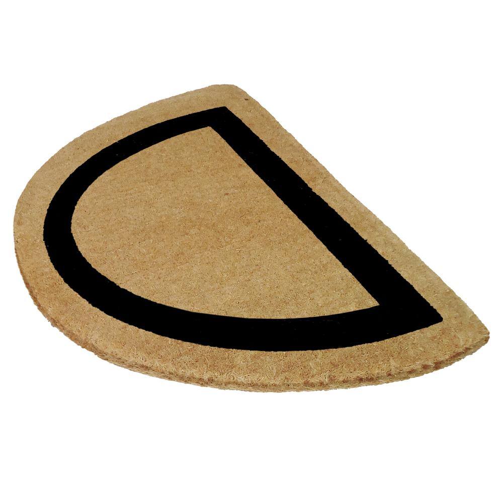Half Round Black and Beige Coir Outdoor Doormat