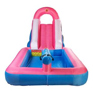 13 ft. x 5.8 ft. Inflatable Bounce House Water Slide with Splash Pad, Blue Plus Pink