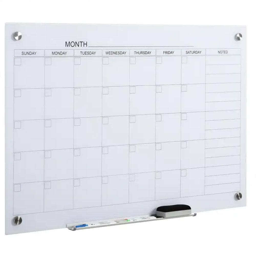 Afoxsos 35 in. x 23 in. Dry Erase Calendar Board for Wall, Glass ...