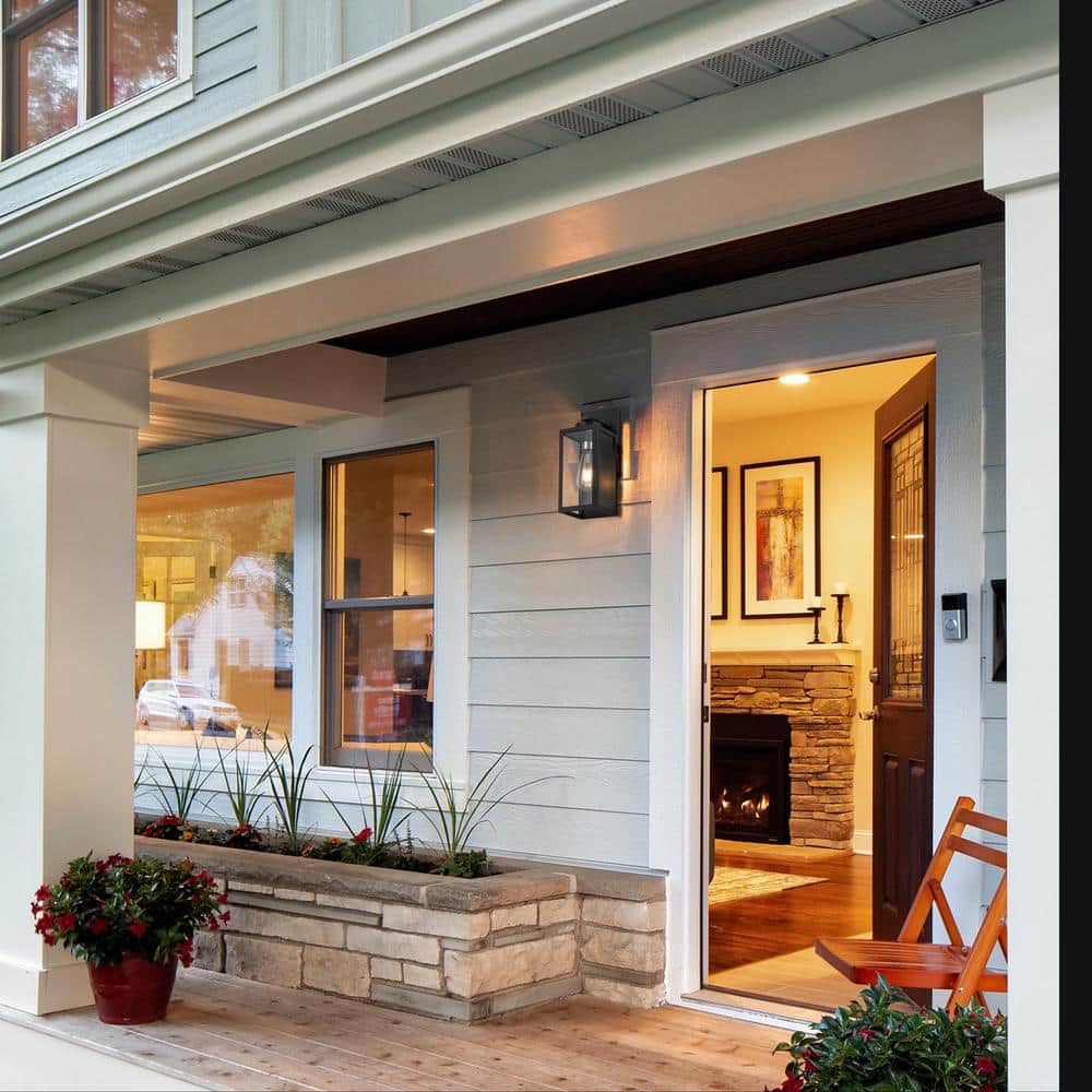 Matte Black Rectangular Outdoor Wall Sconce with Dusk to Dawn Sensor