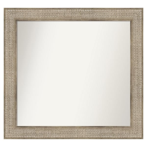 Amanti Art Trellis Silver 34 in. x 32 in. Custom Non-Beveled Wood Framed Bathroom Vanity Wall Mirror