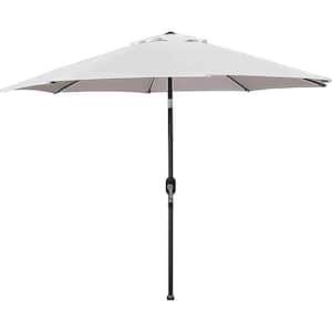 Outdoor Patio Umbrella, Striped Patio Umbrella, Striped Umbrella with Push Button Tilt and Crank (Grey)，Market