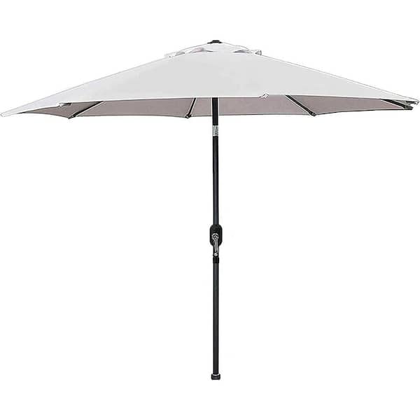 Cubilan Outdoor Patio Umbrella, Striped Patio Umbrella, Striped Umbrella with Push Button Tilt and Crank (Grey)，Market