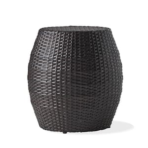 Outdoor Wicker Cylindrical Side Table, Suitable for a Variety Of Scenes, Suitable for Garden Patio Backyard Brown