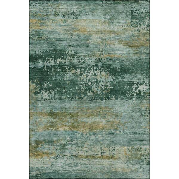 Mayfield Premium Machine Washable Abstract AMF2146 Green 3 ft. x 4 ft. Area Rug