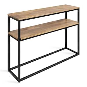 Quarles Natural 36 in. Rectangle Wood Console Table with Shelf