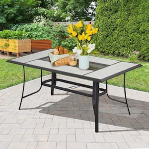 66 in. L Outdoor Dining Table, Metal Steel Table with 1.77 in. Umbrella Hole