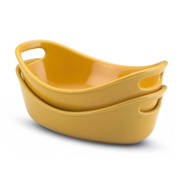 Rachael Ray Bubble and Brown 12 oz. Oval Bakers in Yellow (Set of 2)